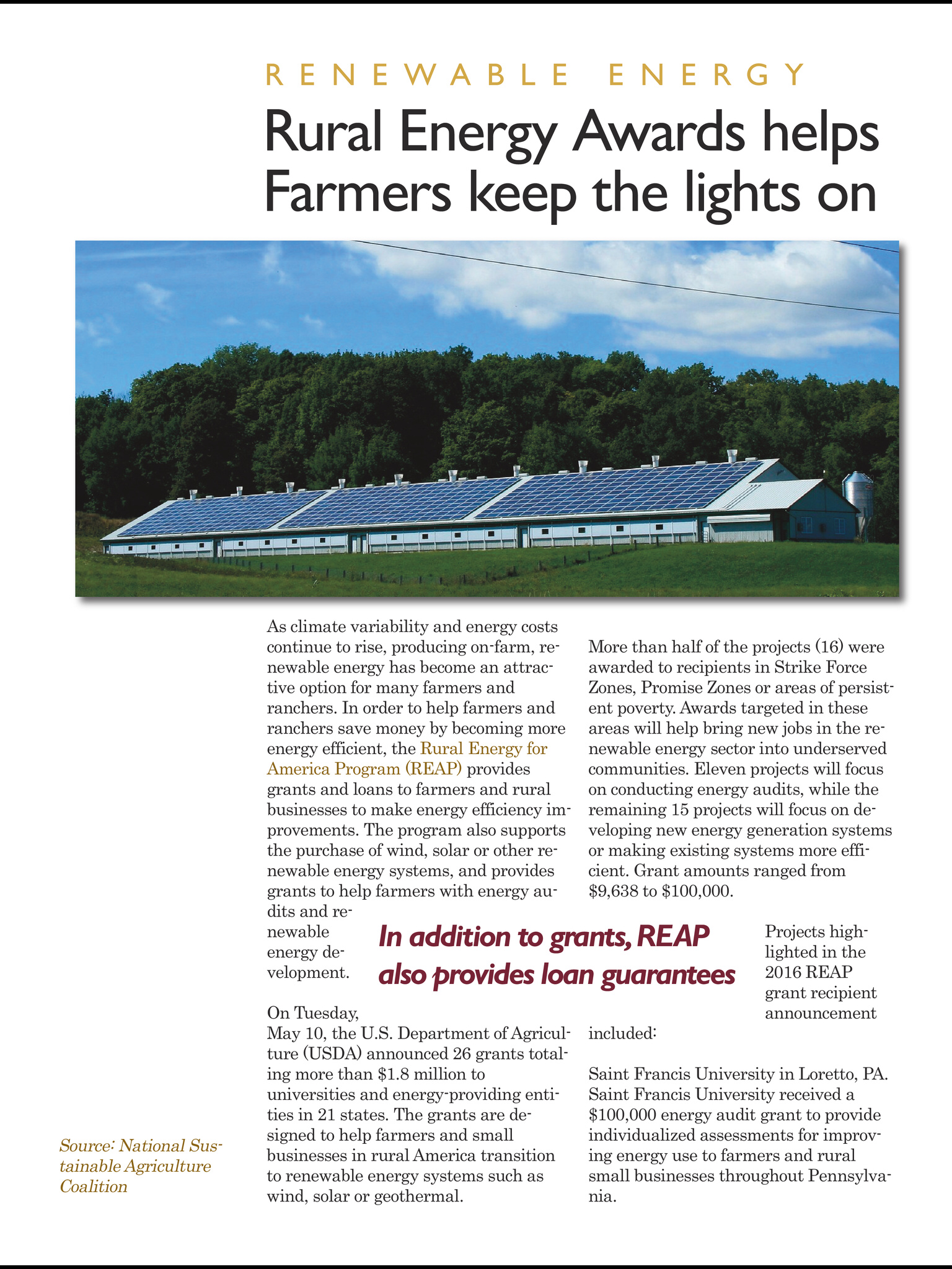 Rural energy awards available for farmers in the US